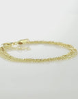 925 Sterling Silver Gold Plated Italian Multi-Row Cable Chain Bracelet, Adjustable 7"-8"