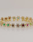 14K Yellow Gold Large Flower Halo CZ Birthstone Stud Earrings, Available in 12 Colors