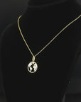 14K Yellow Gold World Map Pendant Necklace