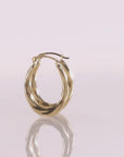 10K Yellow Gold Oval Spiral Twist Hoop Earrings