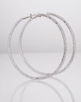 14k White Gold Natural Diamond Hoop Earrings, 2.06ctw