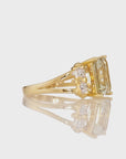 Natural Light Green Amethyst Gemstone Ring, 14k Gold Ring with  Natural Diamonds