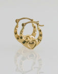 10K Yellow Gold Baby Heart Hoop Earrings, 12mm