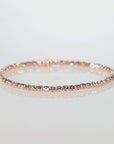 14K Rose Gold Plated Diamond-Cut "Tiger" Bead Stretch Bracelet, Solid Sterling Silver