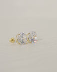 14K Yellow Gold Cubic Zirconia Stud Earrings With Screwbacks