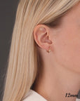 14K Gold Small Round Classic Hoop Earrings, 12mm