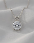 14K White Gold Classic Solitaire Pendant Necklace