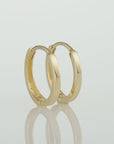 14K Yellow Gold Classy Huggies, Dainty 13mm Gold Earrings