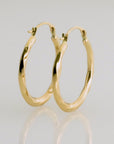 14K Yellow Gold Twisted Hoop Earrings, 22mm