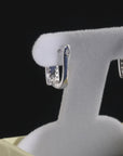 Sterling Silver Cubic Zirconia Oval Huggie Hoop Earrings, Three-Row Design