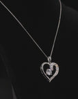 Sterling Silver Open Heart Solitaire CZ Pendant Necklace