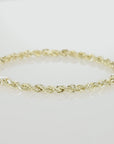 14K Yellow Gold Rope Chain Bracelet, Lobster Lock
