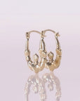 10K Yellow Gold Heart & Crown Claddagh Hoop Earrings