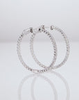 14k White Gold Natural Diamond Hoop Earrings, 1.55ctw