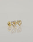 14K Yellow Gold Heart Lab Diamond Studs, 0.25ctw, Screwback