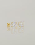 14k Yellow Gold Classic Solitaire Cubic Zirconia Stud Earrings, Pushback