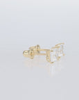 14k Yellow Gold Square Zirconia Stud Earrings, Screwback