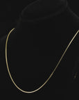 10K Solid Yellow Gold Box Chain Necklace, 1mm Thin