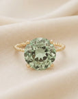 14k Yellow Gold 5 Carat Green Amethyst Gemstone Ring, "Ms. Luscious"