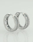 Sterling Silver Double Row CZ Huggie Earrings