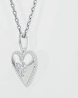 14K White Gold Lab Diamond Heart Pendant Necklace, 0.15ctw
