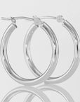 Sterling Silver Classic Round Chunky Hoop Earrings, 3mm