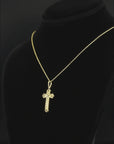 14K Yellow Gold Classic Cross Pendant Necklace