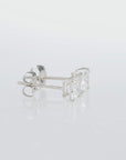 14K White Gold Princess-Cut Lab Diamond Studs, Pushback