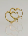 10K Yellow Gold Heart Hoop Earrings
