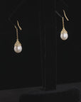14K Yellow Gold Pearl Drop Dangle Earrings