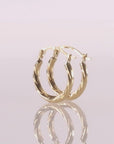 14K Yellow Gold Small Spiral Hoop Earrings, 15mm