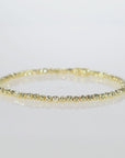 14K Gold Plated Diamond-Cut "Tiger" Bead Stretch Bracelet, Solid Sterling Silver