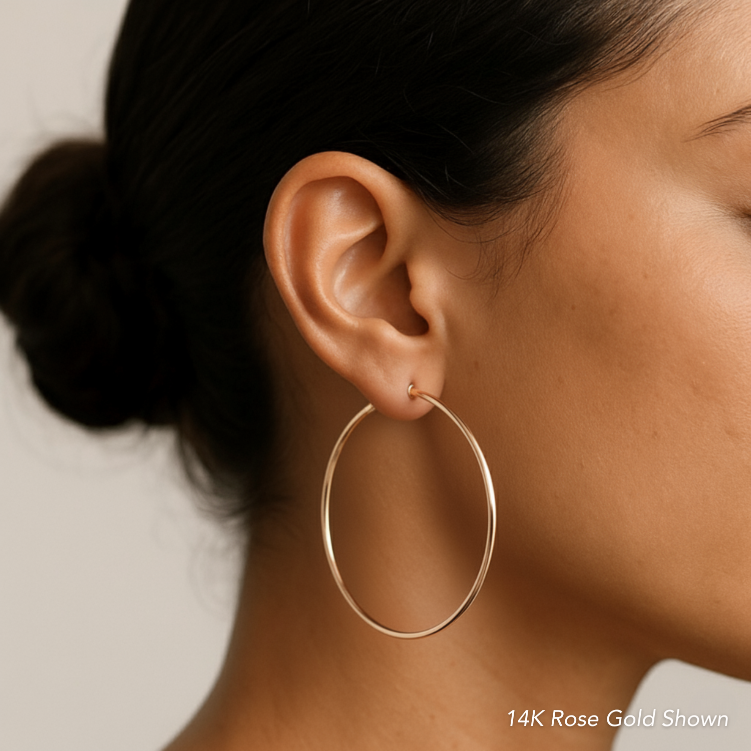 14k Rose Gold Classic Round Hoop Earrings, 2mm