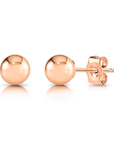 14k Rose Gold Ball Stud Earrings with Butterfly Pushbacks