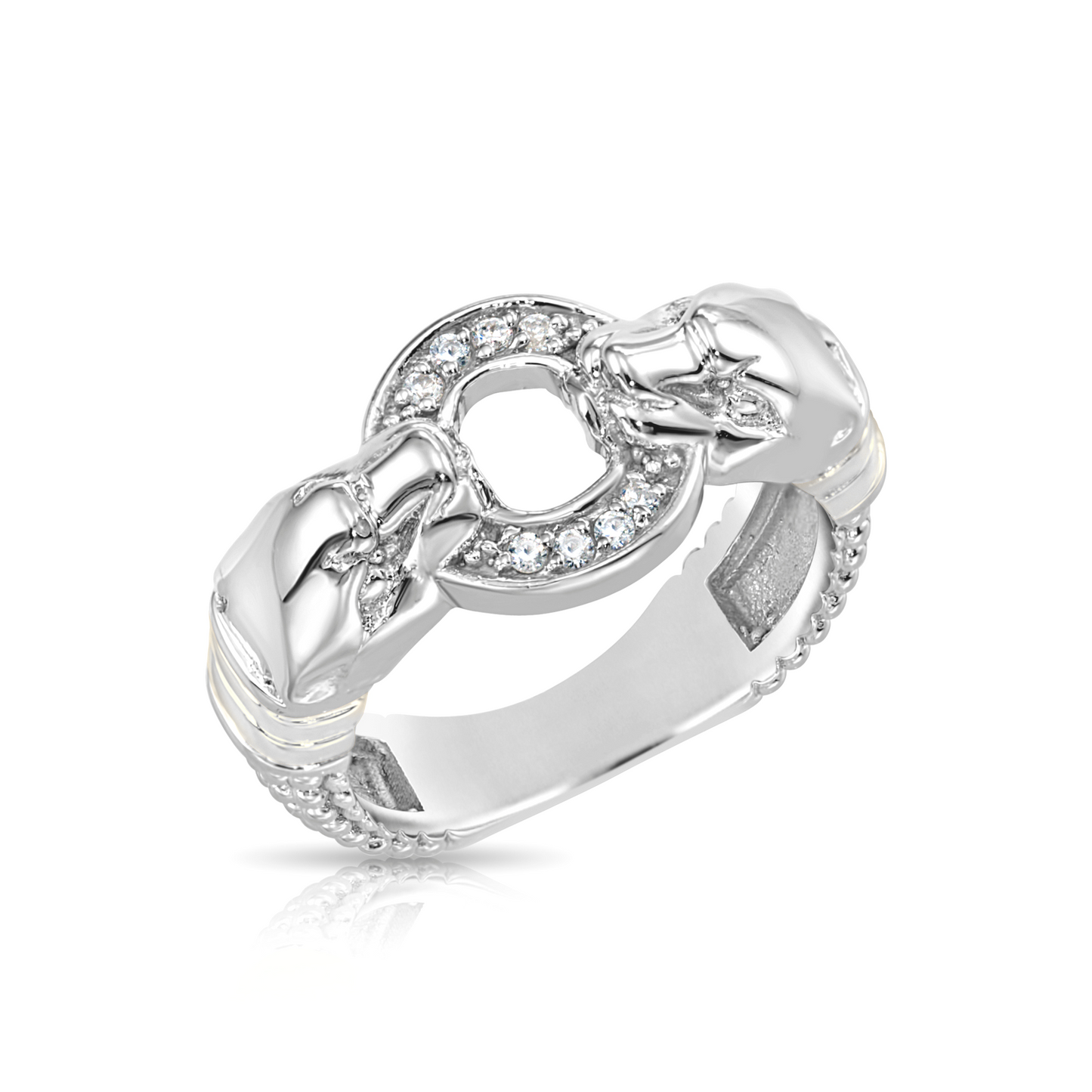 Sterling Silver Two-Tone CZ Panther Ring