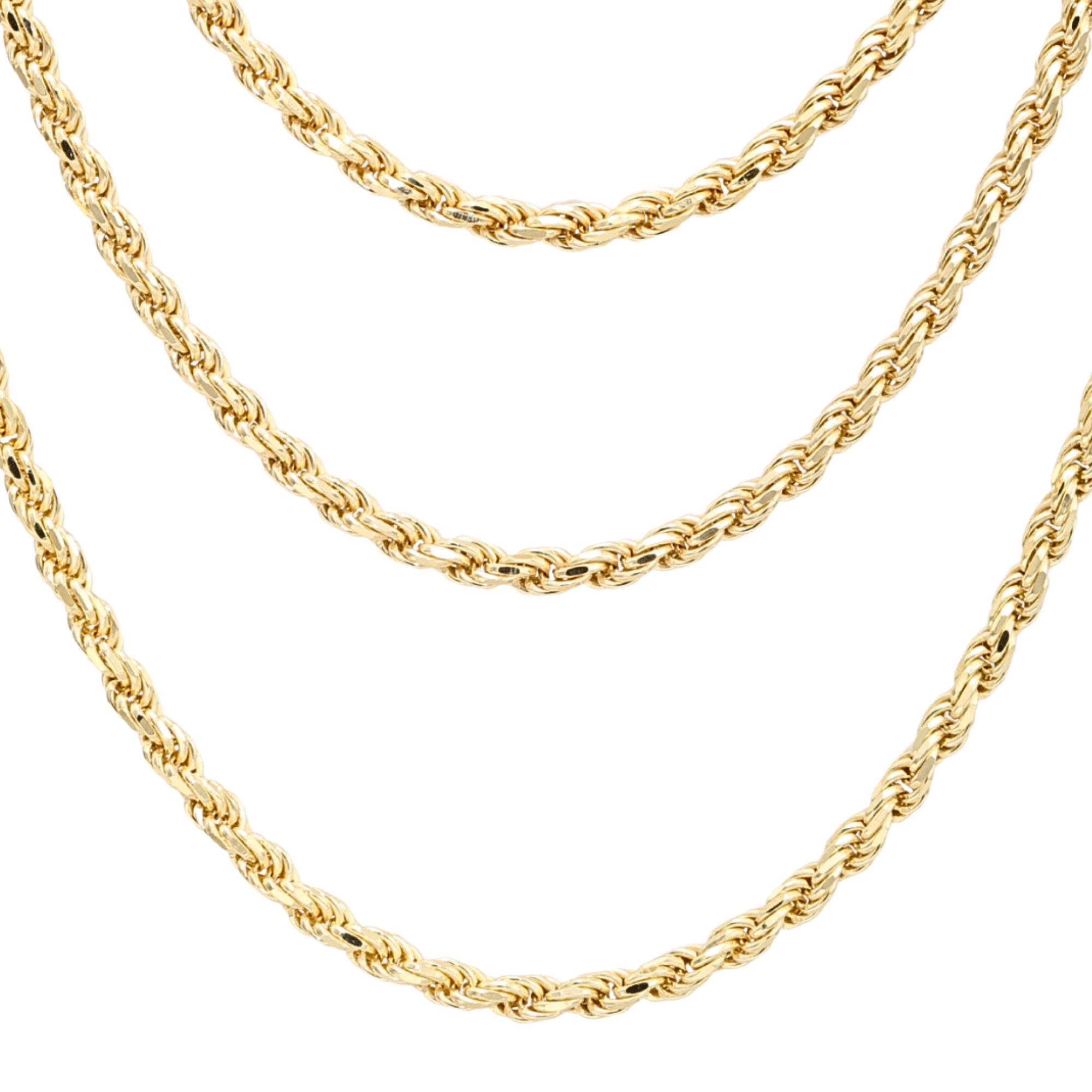 Rope Chains, Solid 925 Silver Dipped in 14k Gold in Sterling Silver