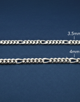 925 Solid Sterling Silver Italian Figaro Chains
