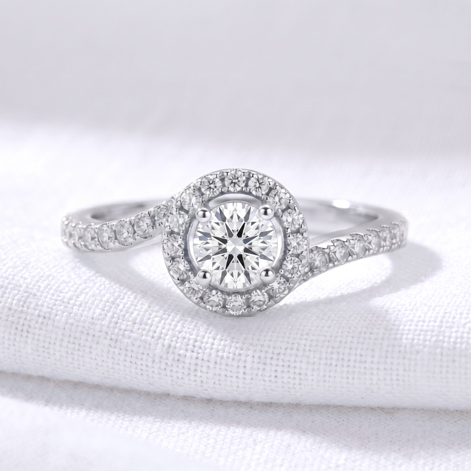 Sterling Silver CZ Halo Engagement Ring