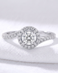 Sterling Silver CZ Halo Engagement Ring