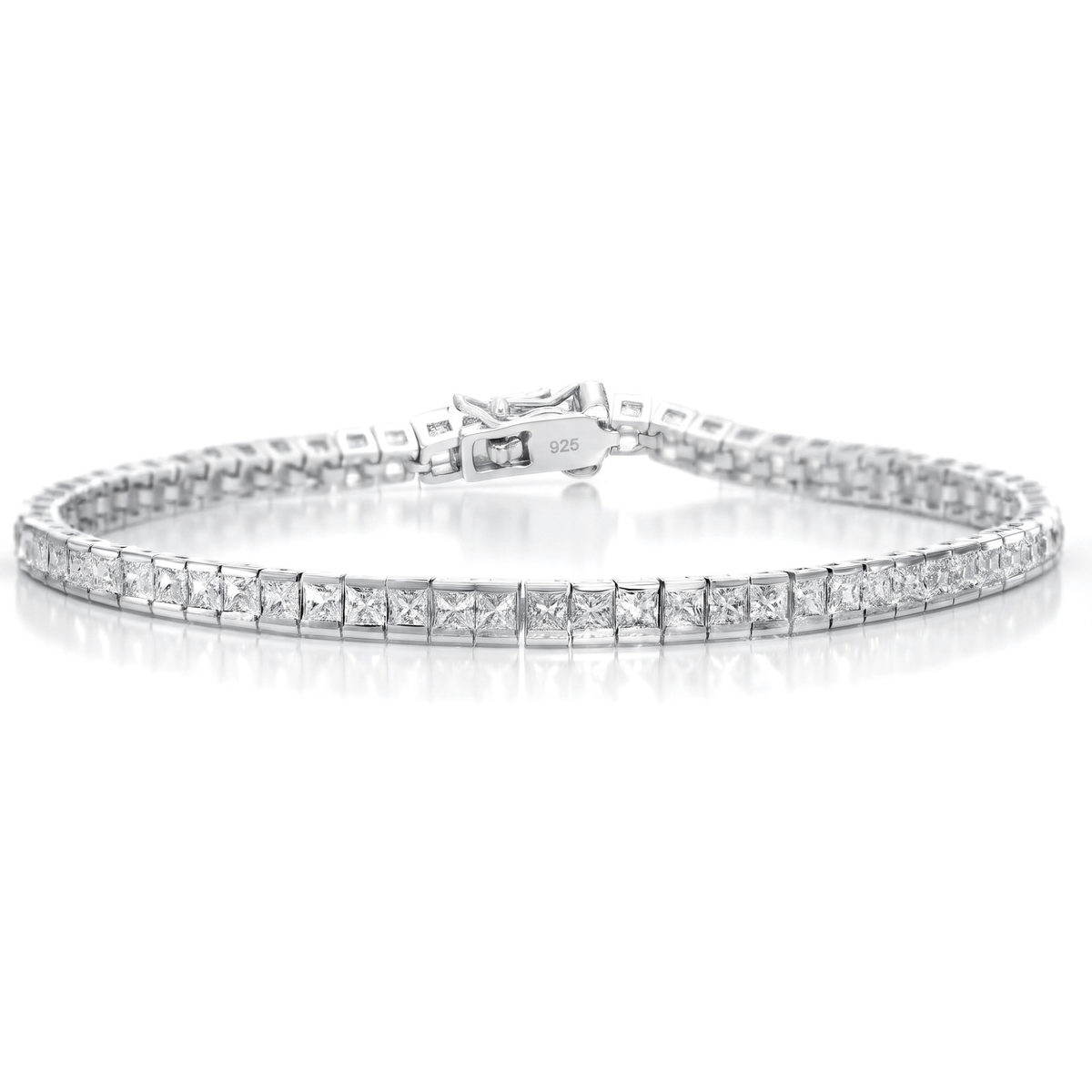 Sterling Silver Princess-Cut Tennis Bracelet