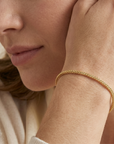 14K Gold Plated Italian Franco Chain Bracelet, Solid Sterling Silver, With Lobster Lock, 7 Inches