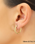 14K Yellow Gold Tornado Diamond-cut Oval Hoop Earrings
