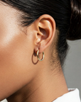 10K Yellow Gold Round Chunky Hoop Earrings, 20mm