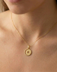 14K Yellow Gold Star & Moon Crescent Pendant, With 18" Necklace
