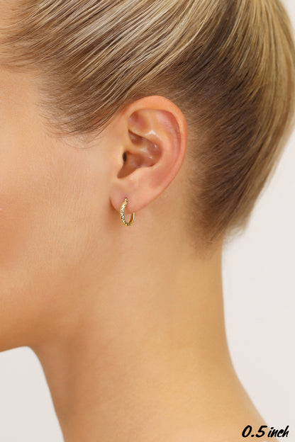 14k Gold Tornado Diamond Cut Hoop Earrings, 0.5 inch
