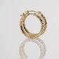 14K Yellow Gold X Pattern Diamond Cut Hoop Earrings