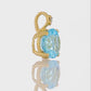 14k Yellow Gold Sky Blue Topaz Gemstone and Diamond Pendant