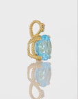 14k Yellow Gold Sky Blue Topaz Gemstone and Diamond Pendant