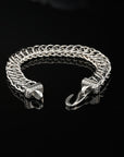 Handmade Snake-Styled Byzantine Chain Bracelet. Unisex in Sterling Silver