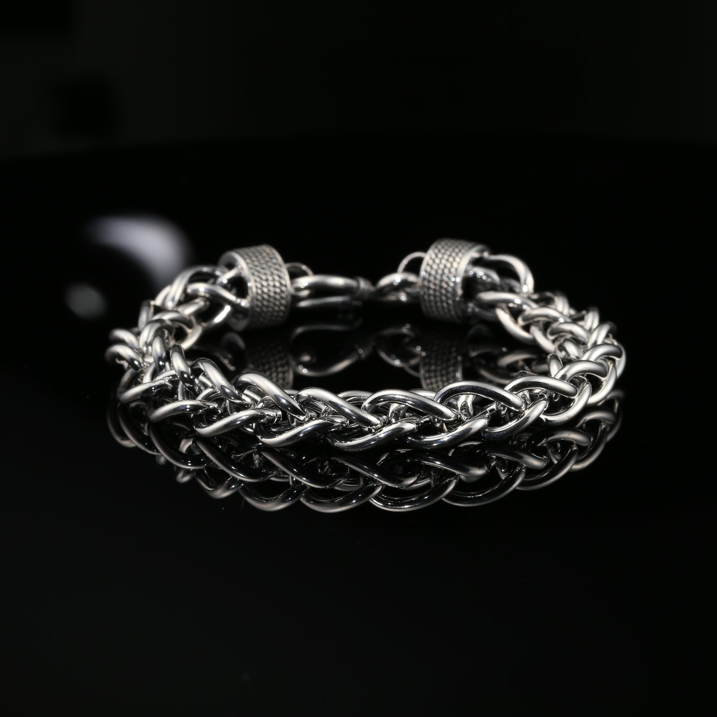 Dark Sterling Silver Handmade Byzantine Chain Bracelet. Unisex
